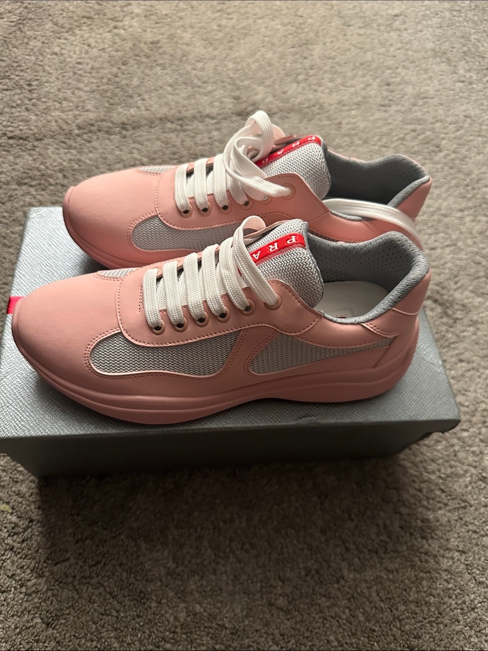 Prada Pink and Gray Women's Lace-Up Sneakers - Picture 2 of 7